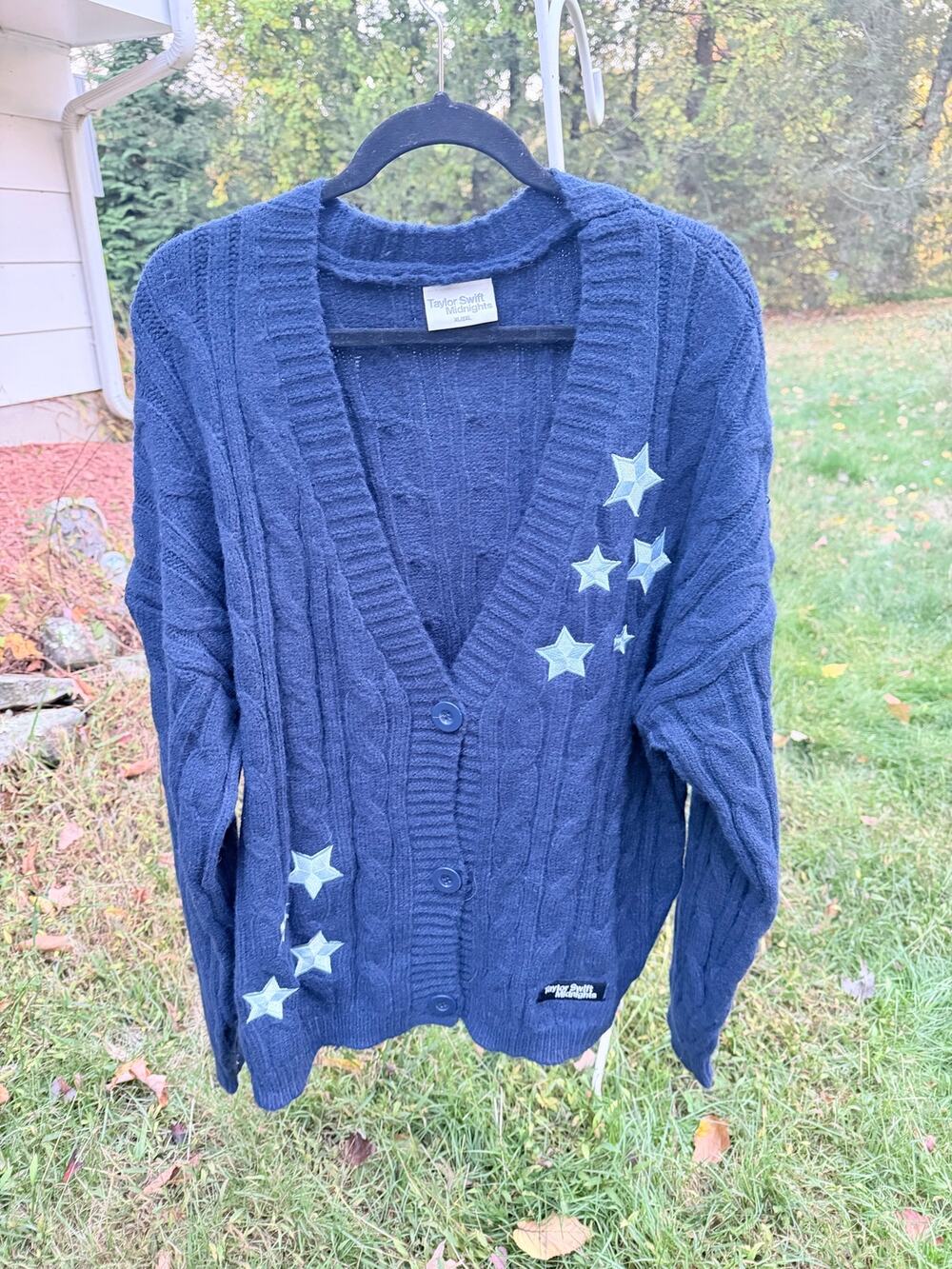Taylor Swift Midnights Cardigan XL/2XL Navy Blue Star Cable Knit Sweater